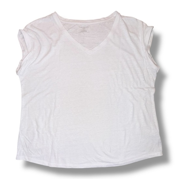 TALBOTS DROP SHOULDER V-NECK TEE - Plus 1X White - Picture 9 of 13